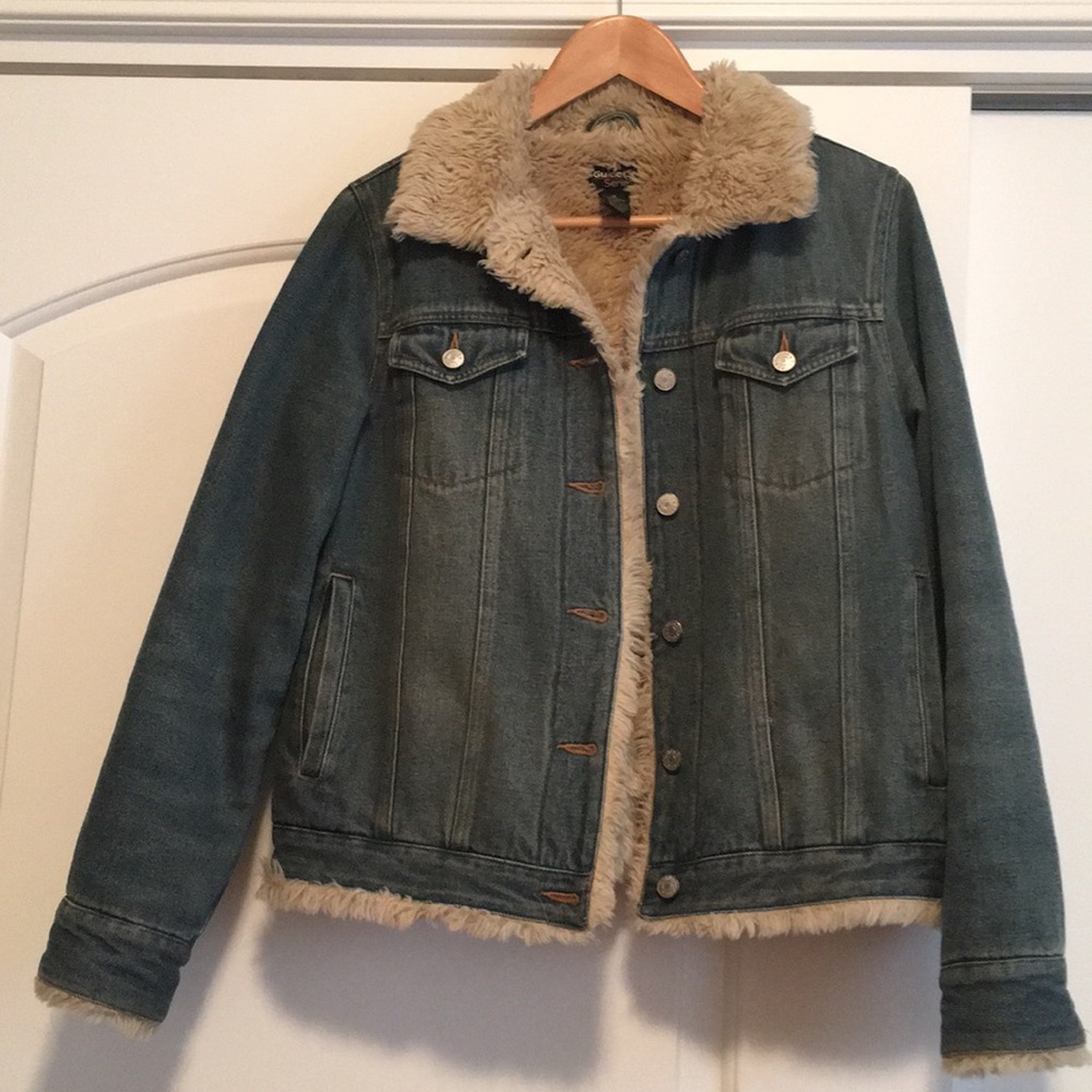 Fur (faux) lined warm denim jacket